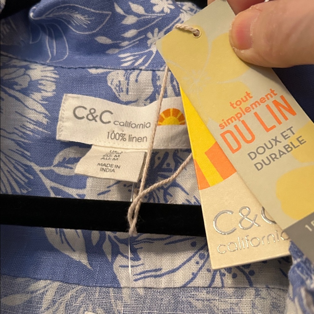 C&C California Blue and White Floral Jean Jacket - Picture 2 of 3